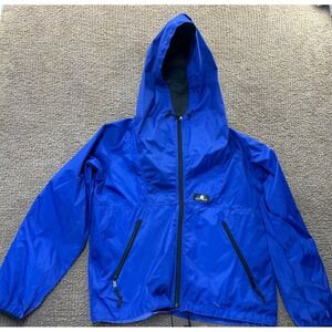 Sierra Designs Vintage Blue Nylon Windbreaker Jacket Hooded Full Zip Mens Small